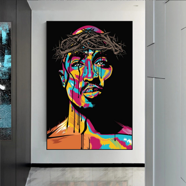 TuPac Singer Graffiti Colourful Canvas Wall Art-Wall Posters