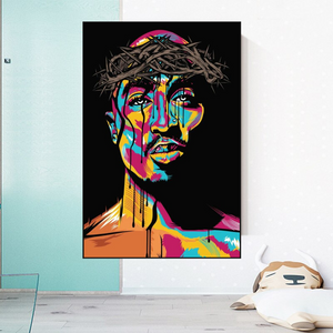 TuPac Singer Graffiti Colourful Canvas Wall Art-Wall Posters