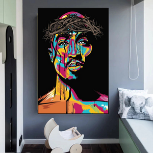 TuPac Singer Graffiti Colourful Canvas Wall Art-Wall Posters