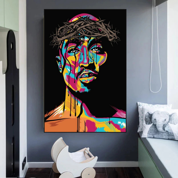 TuPac Singer Graffiti Colourful Canvas Wall Art-Wall Posters