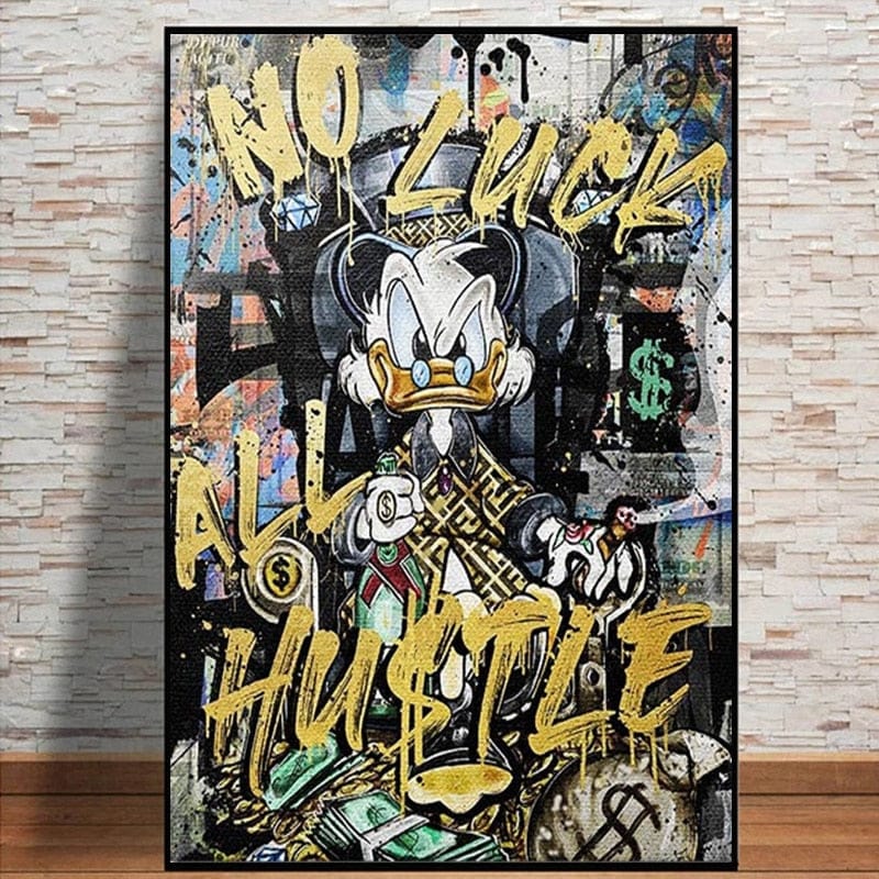 Uncle Scrooge McDuck Canvas Wall Art - No Luck-Wall Posters