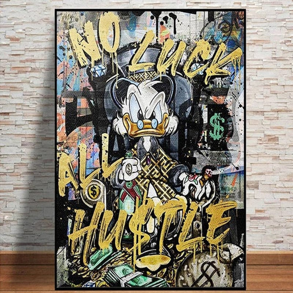 Uncle Scrooge McDuck Canvas Wall Art - No Luck-Wall Posters