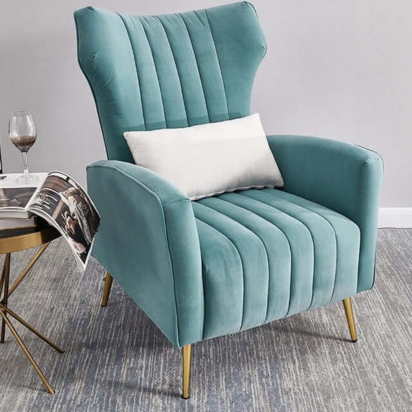 Velvet Accent Chair - Mid Century Vanity Chair-Arm Chairs, Recliners & Sleeper Chairs