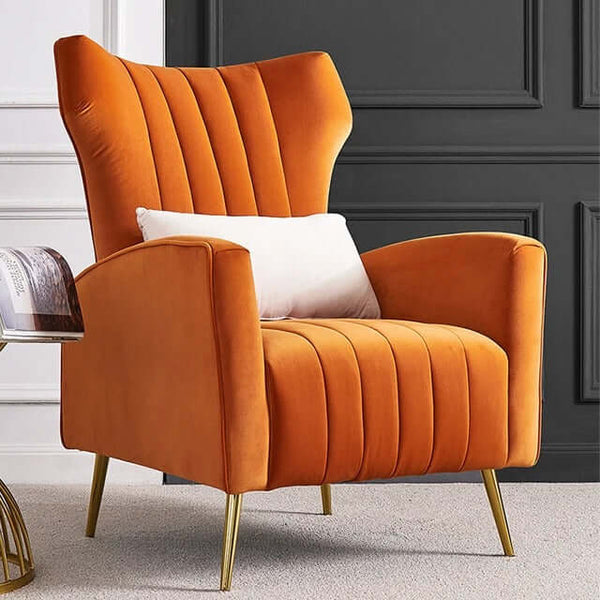 Velvet Accent Chair - Mid Century Vanity Chair-Arm Chairs, Recliners & Sleeper Chairs