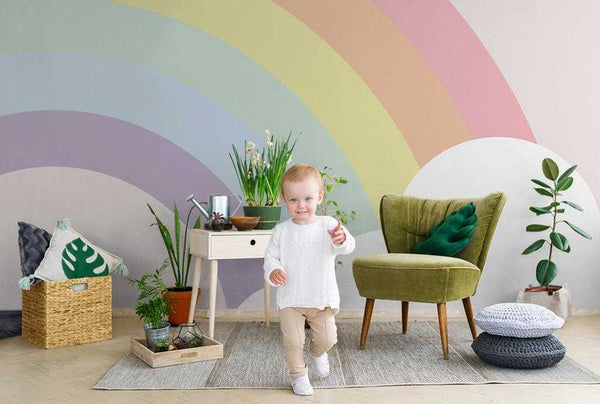 Vibrant Rainbow Bridge Wall Mural-Kids Room Wallpaper