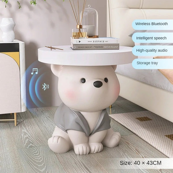 Vigorous Bear Statue Side Table Ornament with Bluetooth Music-Ornaments Statues Figurines