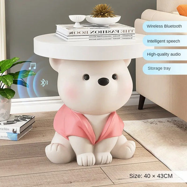 Vigorous Bear Statue Side Table Ornament with Bluetooth Music-Ornaments Statues Figurines