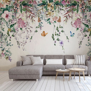 Vine Flowers Romantic Wallpaper for Home Wall Decor-Flower & Leaf Wallpaper