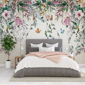 Vine Flowers Romantic Wallpaper for Home Wall Decor-Flower & Leaf Wallpaper