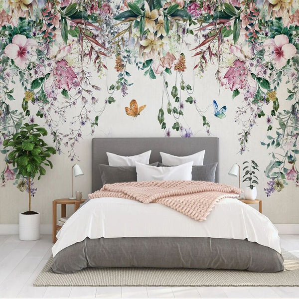 Vine Flowers Romantic Wallpaper for Home Wall Decor-Flower & Leaf Wallpaper