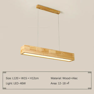 Walnut Wood Rectangular Hanging Light-Kitchen Island