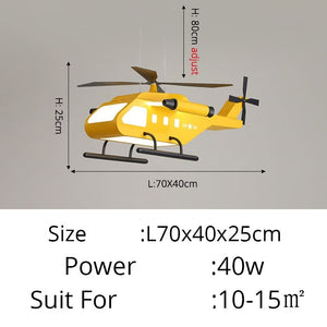 War Helicopter LED Chandelier for Kids Bedroom-Kids Room Nursery Lighting