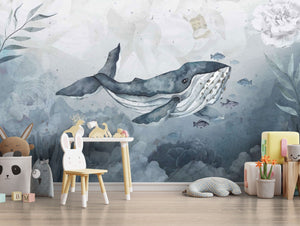 Whale Wallpaper Mural: Stunning Ocean-Themed Wall Decor-Kids Room Wallpaper