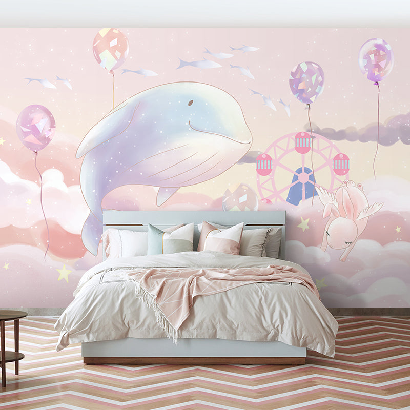 Whale Wonders: Girls Room Wallpaper-Kids Room Wallpaper