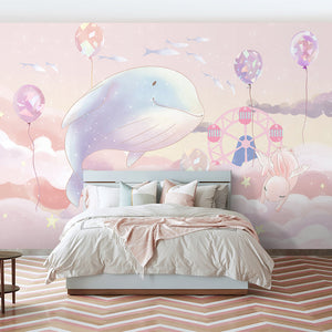 Whale Wonders: Girls Room Wallpaper-Kids Room Wallpaper