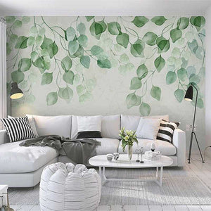 Whispering Foliage: Green Leaves Wallpaper-Flower & Leaf Wallpaper