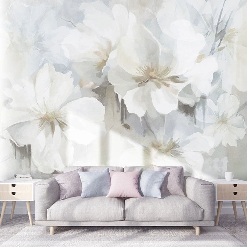 White Floral Wallpaper Murals - Stunning Design-Flower & Leaf Wallpaper