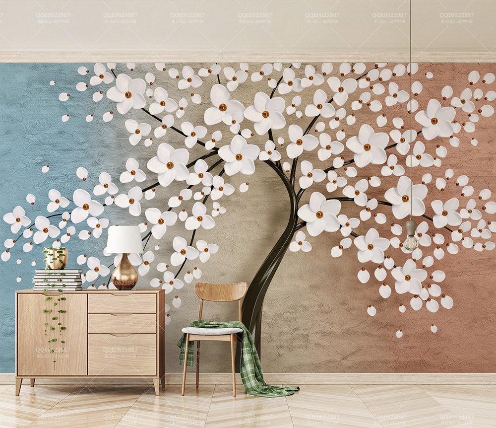 White Flowers Tree Wallpaper Murals: Bringing Elegance-Trees Wallpaper