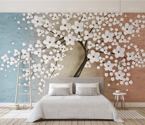 White Flowers Tree Wallpaper Murals: Bringing Elegance-Trees Wallpaper