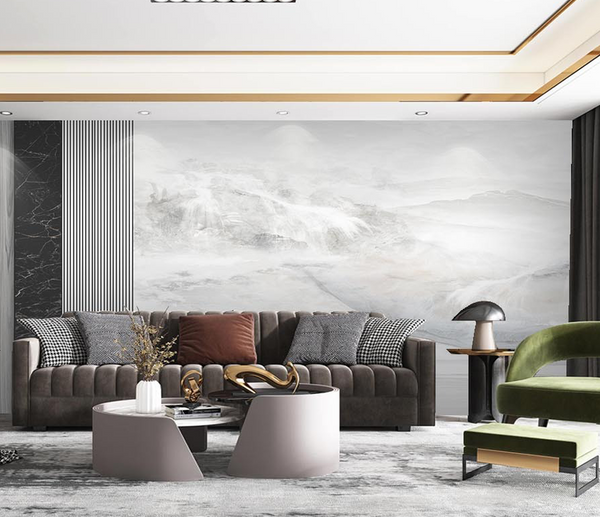 White Fog Stone - Marble Wallpaper Murals-Marble Design Wallpaper
