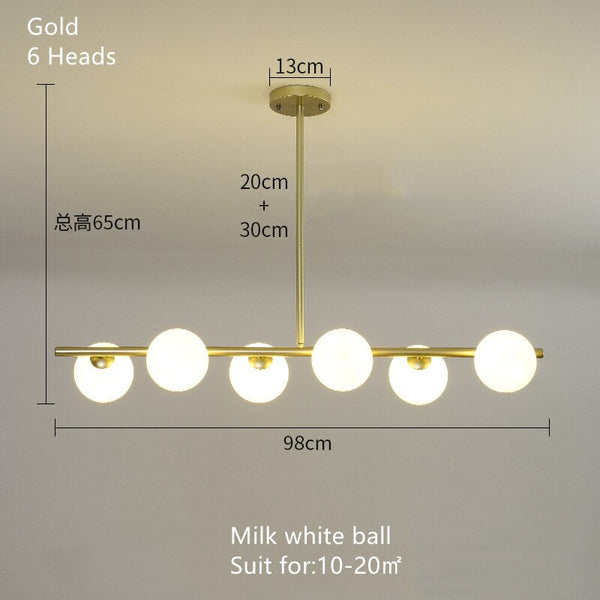 White Glass Ball Chandelier - Stunning Lighting Fixture-Kitchen Island