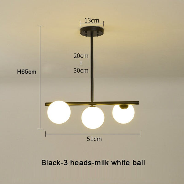 White Glass Ball Chandelier - Stunning Lighting Fixture-Kitchen Island