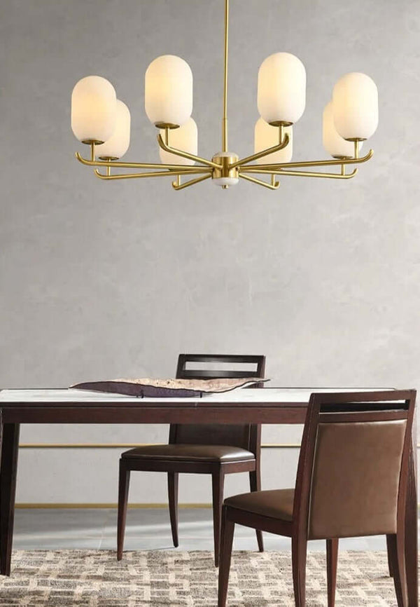 White Jade Glass Lampshade Chandelier-Ceiling Chandelier