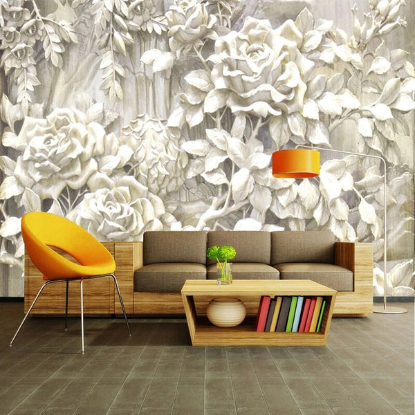 White Rose Flowers Wallpaper for Home Wall Decor-Flower & Leaf Wallpaper