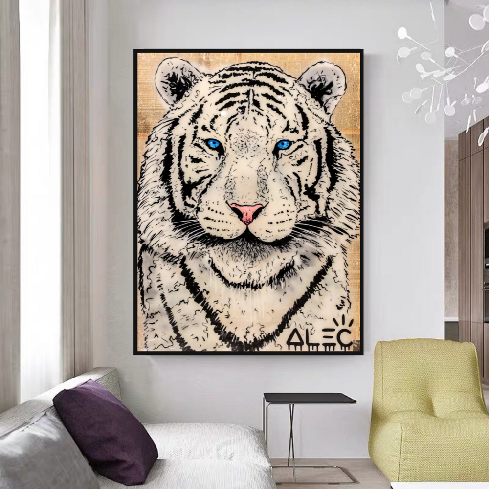 White Tiger Poster: Stunning Art of Majestic White Tigers-Wall Posters