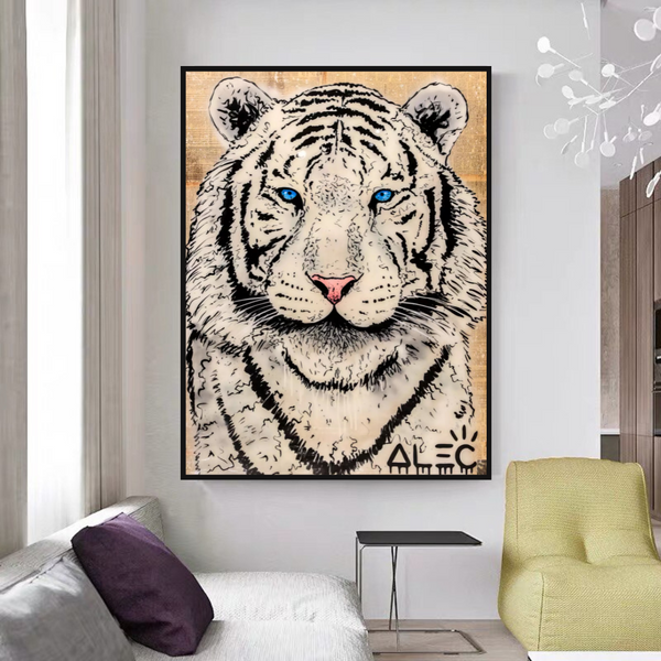 White Tiger Poster: Stunning Art of Majestic White Tigers-Wall Posters