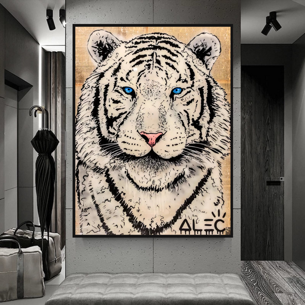 White Tiger Poster: Stunning Art of Majestic White Tigers-Wall Posters