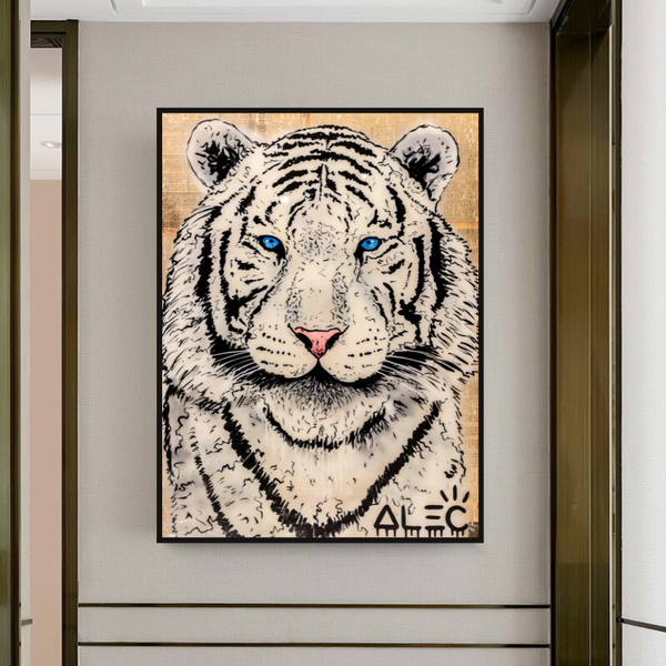 White Tiger Poster: Stunning Art of Majestic White Tigers-Wall Posters