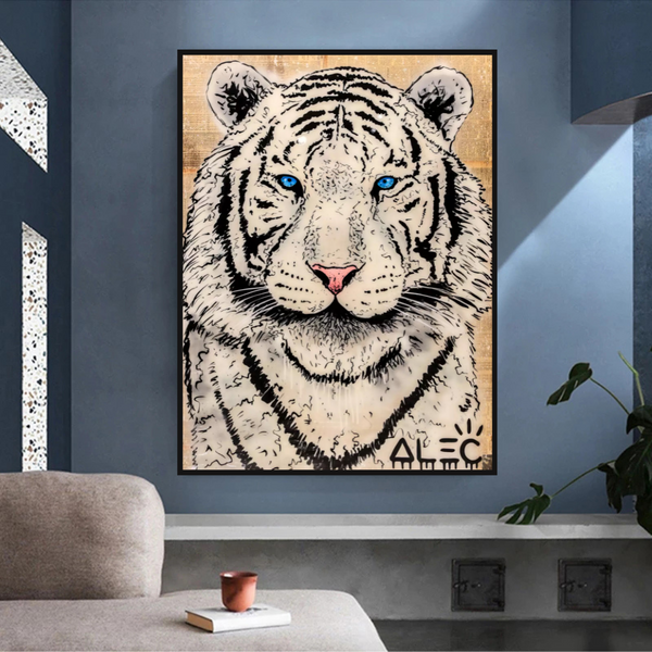 White Tiger Poster: Stunning Art of Majestic White Tigers-Wall Posters