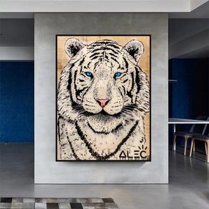 White Tiger Poster: Stunning Art of Majestic White Tigers-Wall Posters
