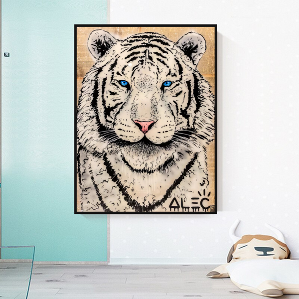 White Tiger Poster: Stunning Art of Majestic White Tigers-Wall Posters