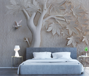 Widespread 3D Embossed: Maple Tree Mural Wallpaper-Trees Wallpaper