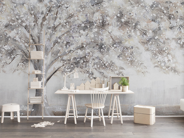 Widespread Tree Grey Theme Wallpaper Murals-Trees Wallpaper