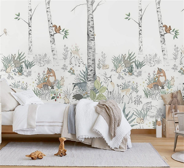 Wild Adventures Jungle Animals - Forest Wallpaper-Kids Room Wallpaper