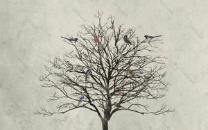 Winter Birds Tree Walllpaper Mural - Enhance Your Space-Trees Wallpaper