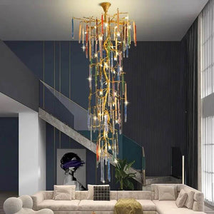 Winter Tree Colourful Crystal Tunes Chandelier Lighting-Staircase Chandelier