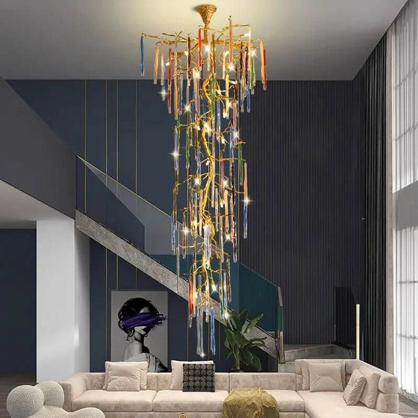 Winter Tree Colourful Crystal Tunes Chandelier Lighting-Staircase Chandelier
