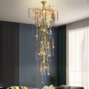 Winter Tree Colourful Crystal Tunes Chandelier Lighting-Staircase Chandelier