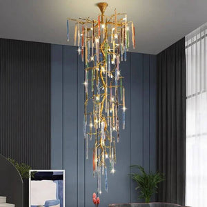 Winter Tree Colourful Crystal Tunes Chandelier Lighting-Staircase Chandelier