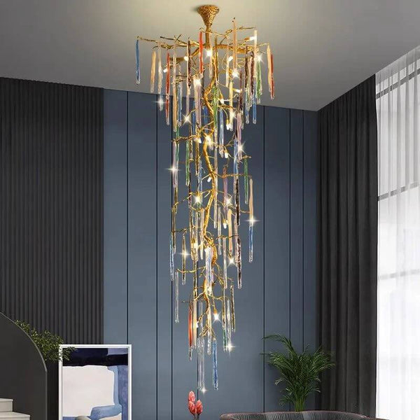 Winter Tree Colourful Crystal Tunes Chandelier Lighting-Staircase Chandelier
