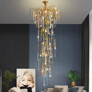 Winter Tree Colourful Crystal Tunes Chandelier Lighting-Staircase Chandelier
