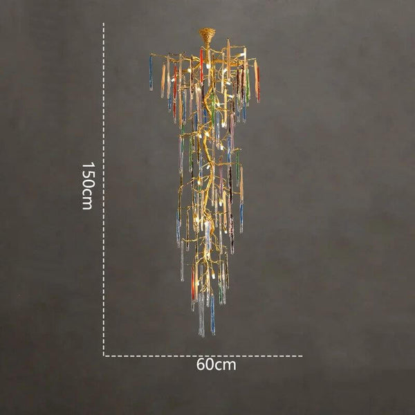 Winter Tree Colourful Crystal Tunes Chandelier Lighting-Staircase Chandelier