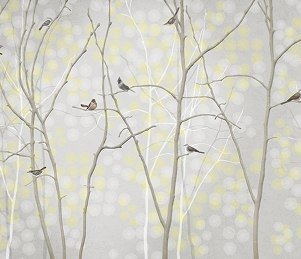 Winter Trees and Birds - Trees Wallpaper Mural-Trees Wallpaper
