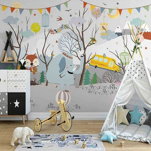 Winter Wonderland Wallpaper: Animal Party Atmosphere-Kids Room Wallpaper