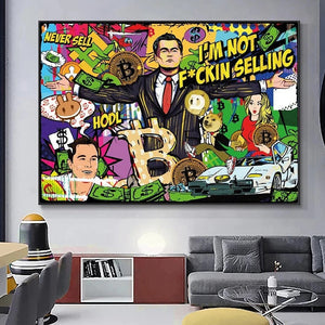 Wolf of Wall Street Canvas Art - Bitcoin Millionaire-Wall Posters