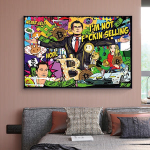 Wolf of Wall Street Canvas Art - Bitcoin Millionaire-Wall Posters